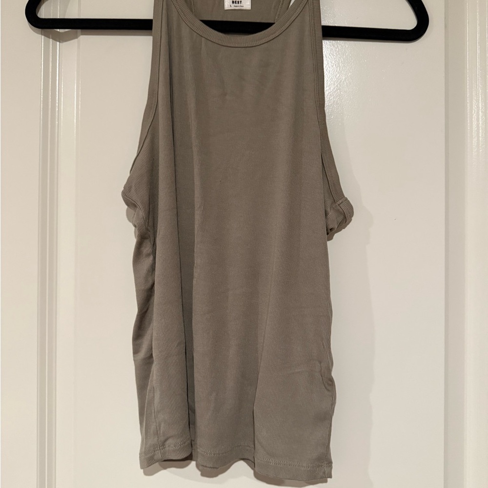 Sunday Best - Ribbed Tank Taupe Grey (Size L)